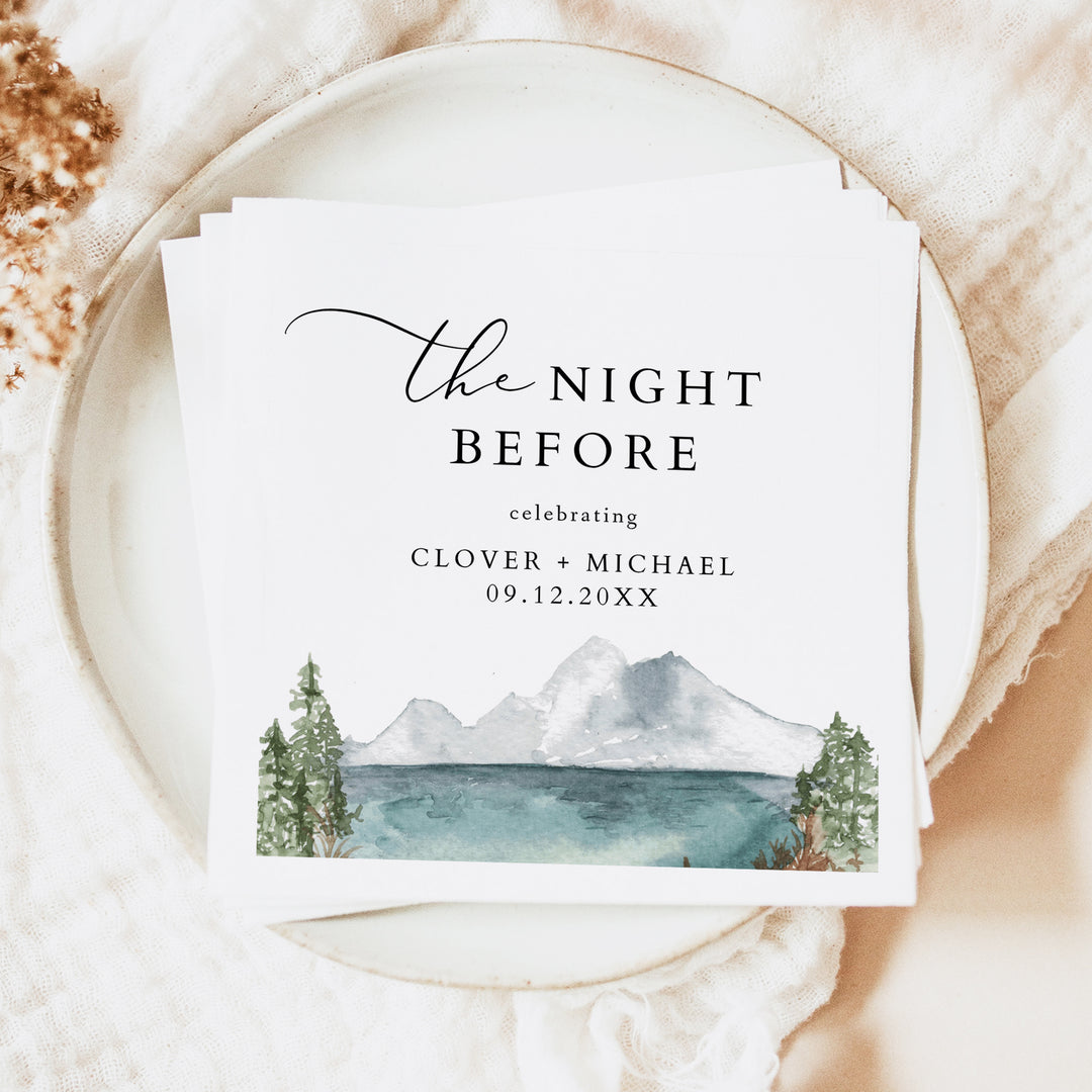 CLOVER The Night Before Mountain Wedding Rehearsal Dinner Napkins