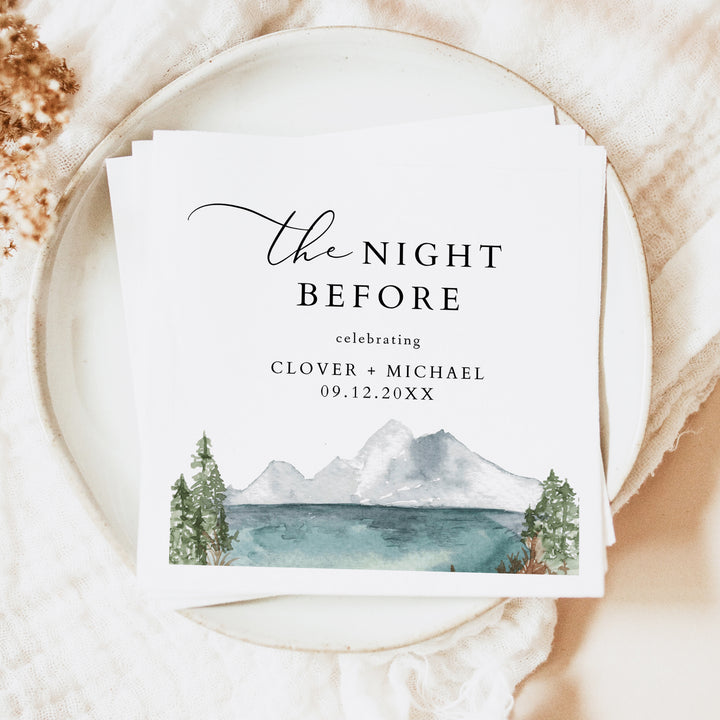 CLOVER The Night Before Mountain Wedding Rehearsal Dinner Napkins