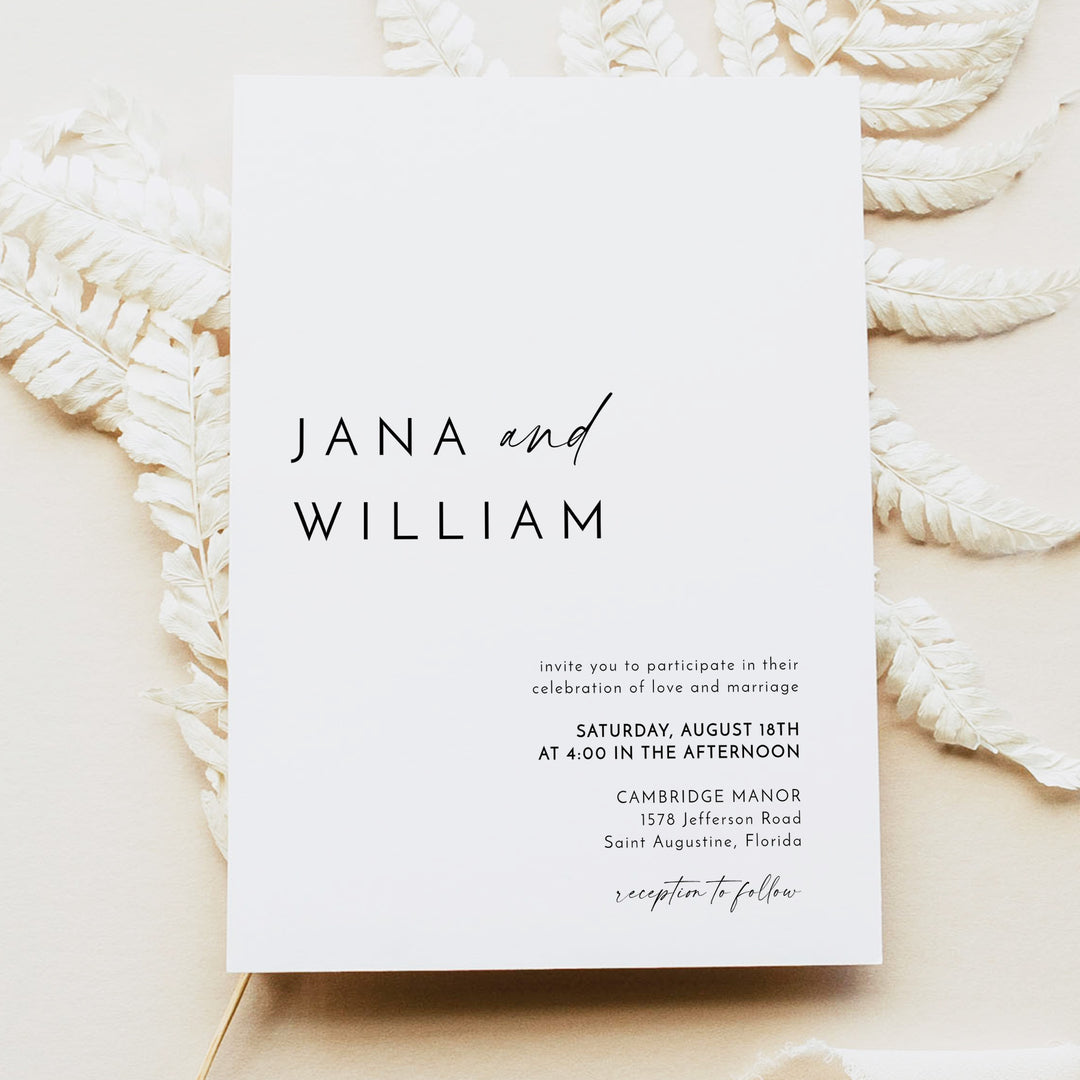 KENNEDY Simple Boho Photo Wedding Invitation Suite