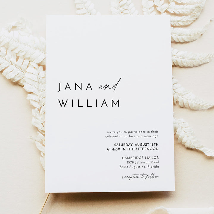 KENNEDY Simple Boho Photo Wedding Invitation Suite