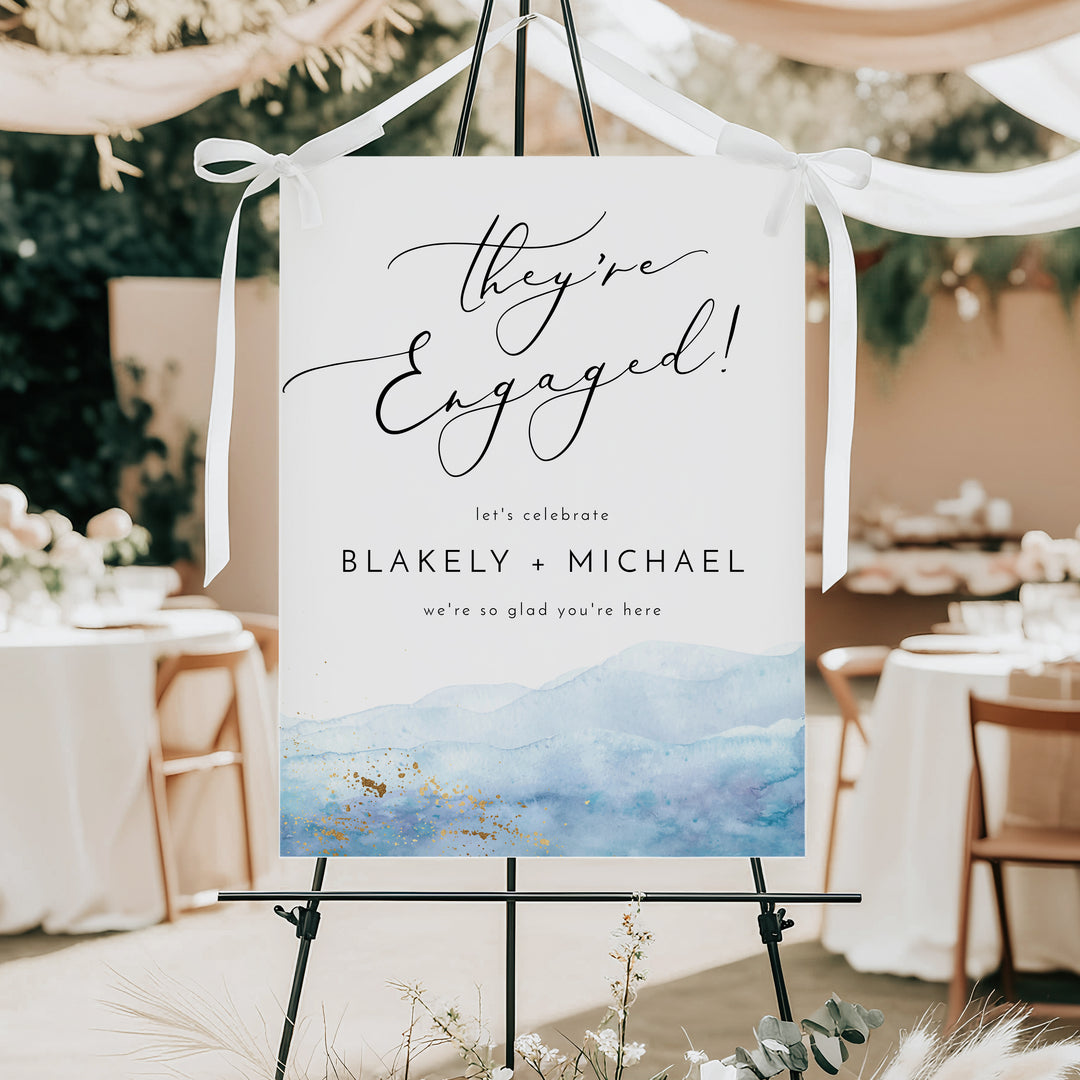 BLAKELY They're Engaged Coastal Beach Engagement Party Welcome Sign