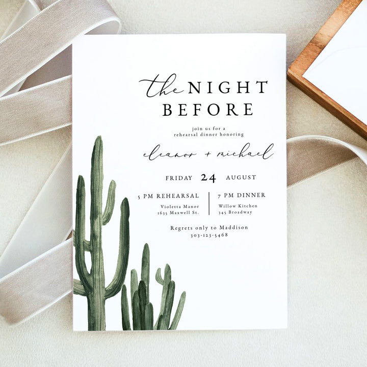 ELEANOR The Night Before Green Wedding Rehearsal Dinner Invitation