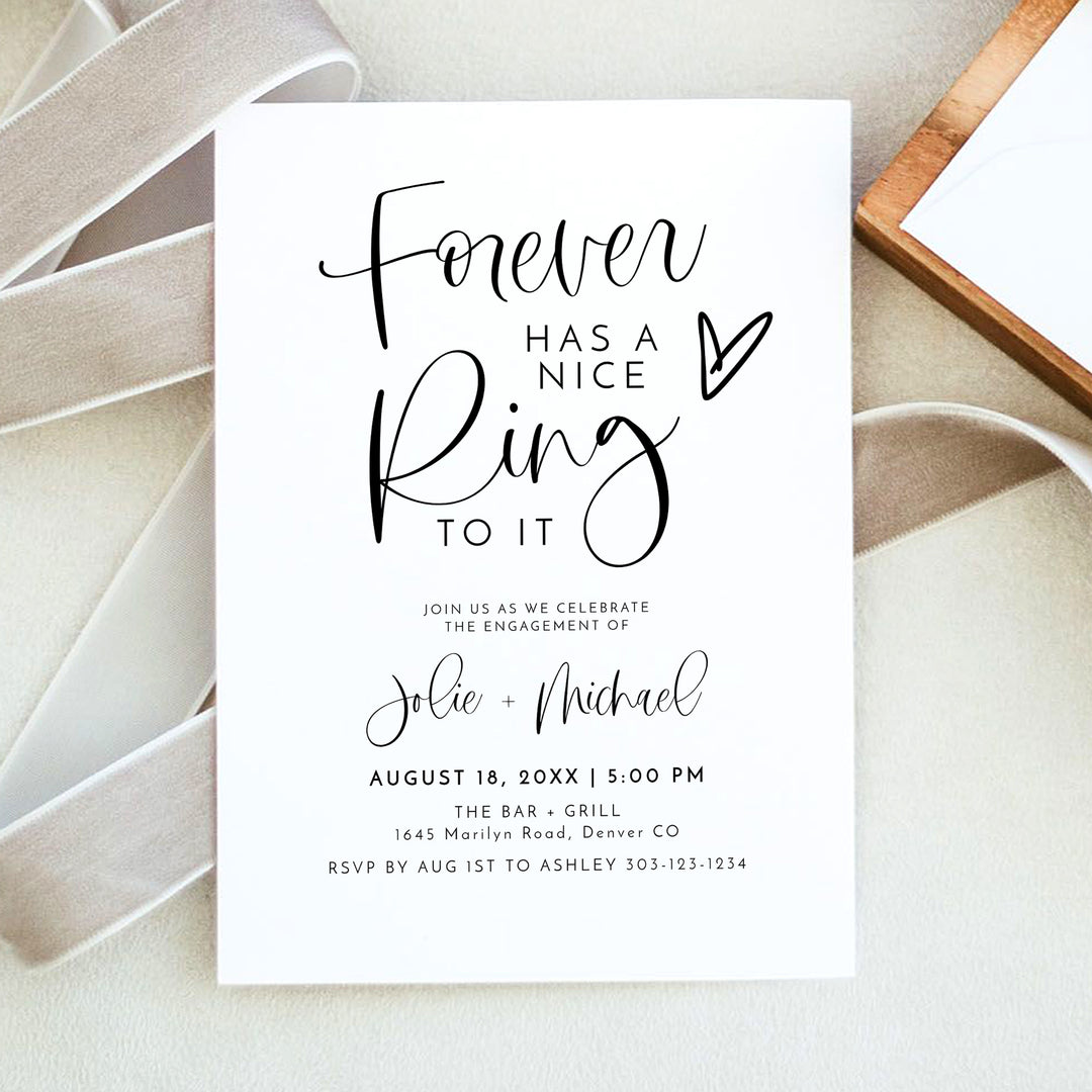 JOLIE Forever has a Nice Ring to it Engagement Party Invitation with Photo