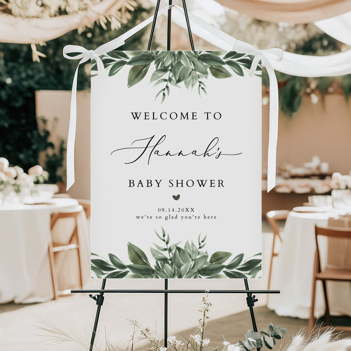LANA Winter Greenery Baby Shower Welcome Sign