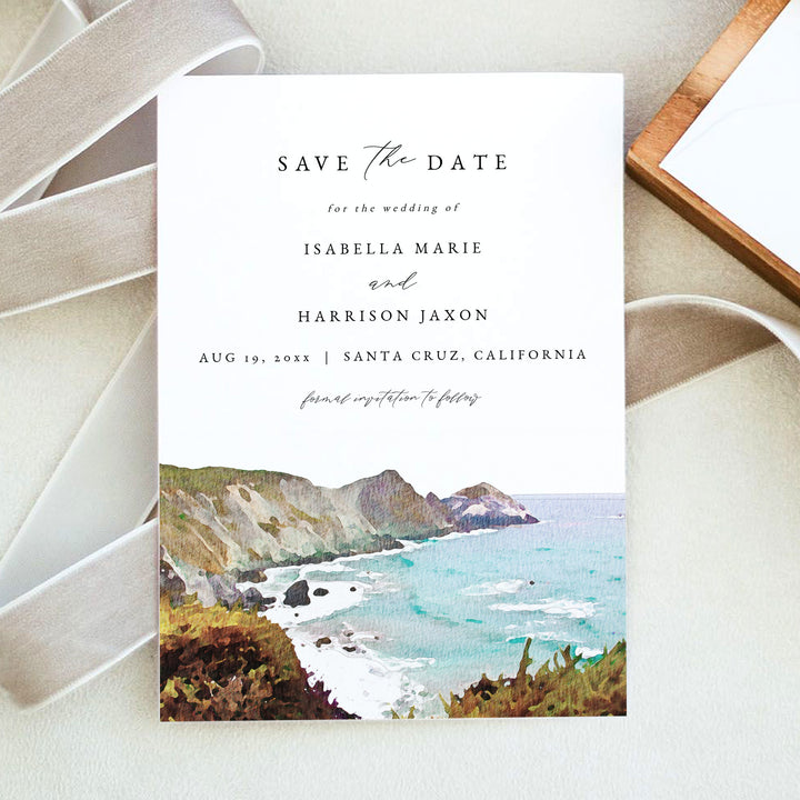 BIG SUR California Beach Wedding Save the Date Cards with Photo