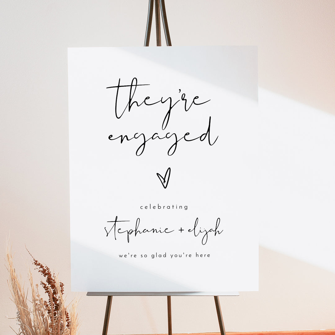 ADELLA They're Engaged Simple Boho Engagement Party Welcome Sign
