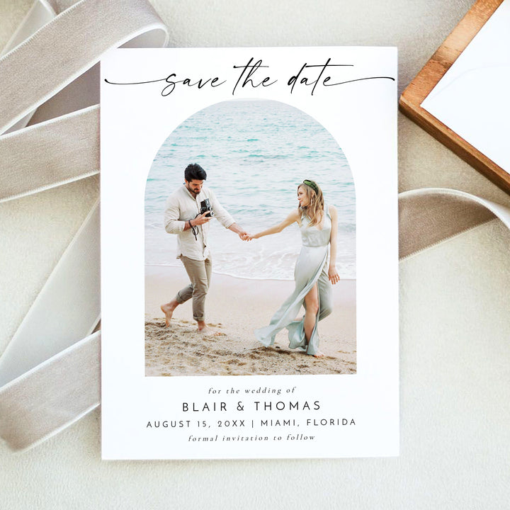 BLAIR Modern Arched Photo Save the Date Card Invitations