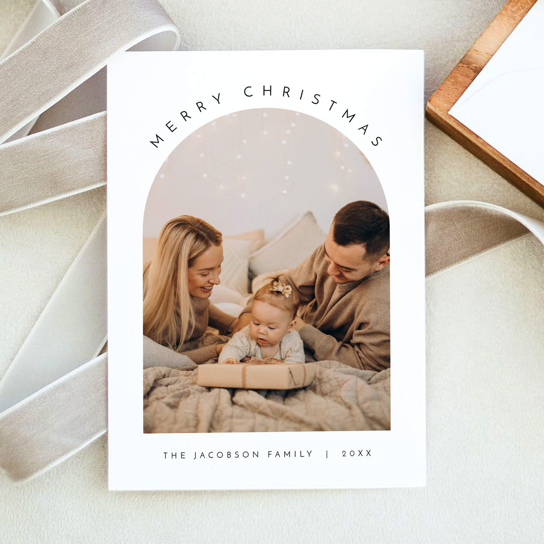 KENNEDY Merry Christmas Bohemian Arch Photo Greeting Cards