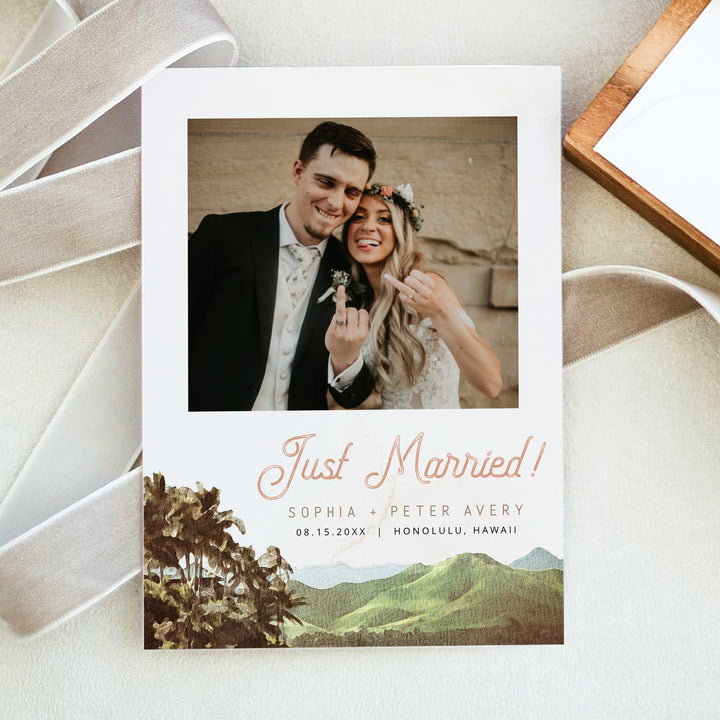 NANI Luxury Coastal Destination Wedding Thank You Cards with Photo