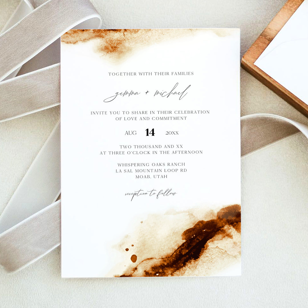 JAYLA Modern Copper Boho Photo Wedding Invitation
