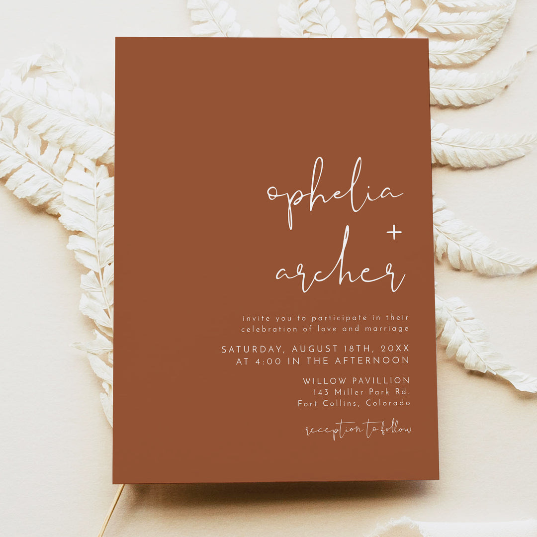 CORIANDER Modern Boho Terracotta Wedding Invitation Suite