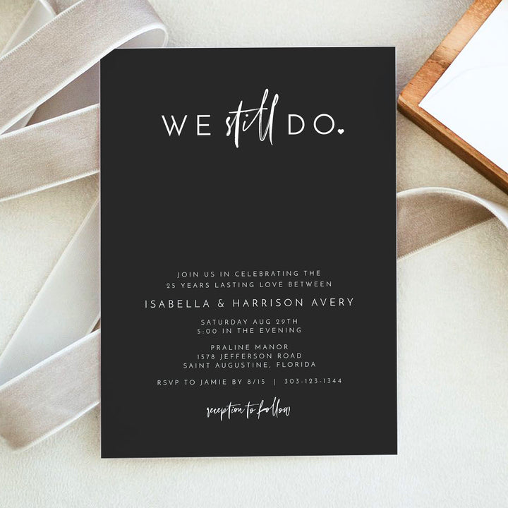PRIYA Elegant We Still Do Wedding Anniversary Vow Renewal Invitation