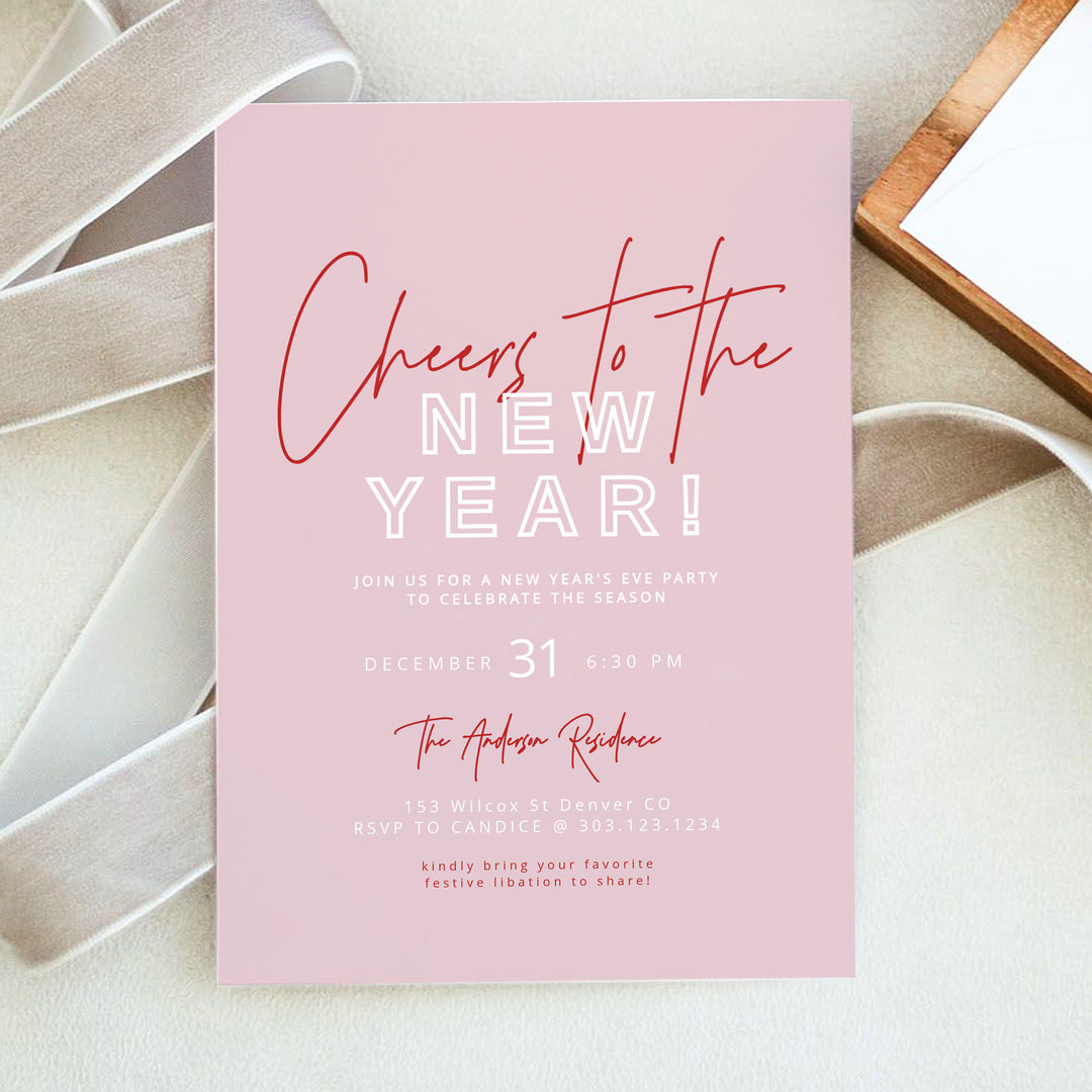 HENLEY Cheers to the New Year Modern New Year's Eve Party Invitation
