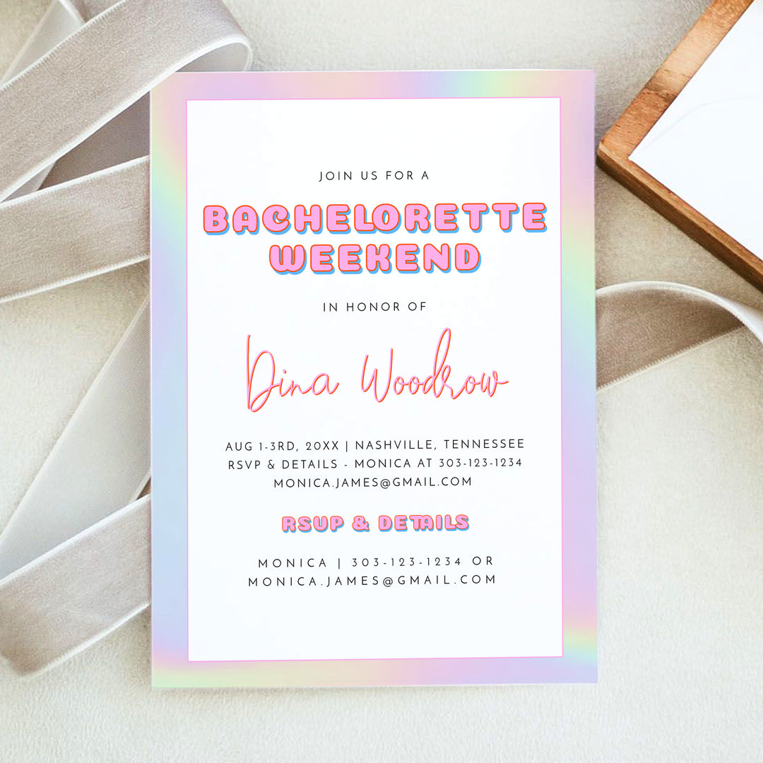 DINA Retro Y2K Disco Bachelorette Invitations & Itinerary