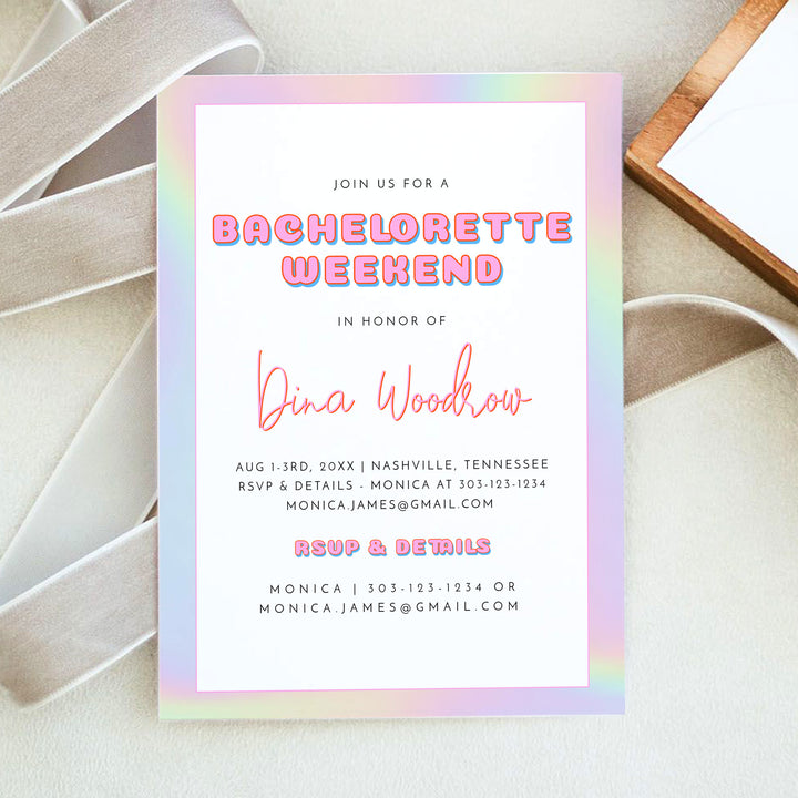 DINA Retro Y2K Disco Bachelorette Invitations & Itinerary