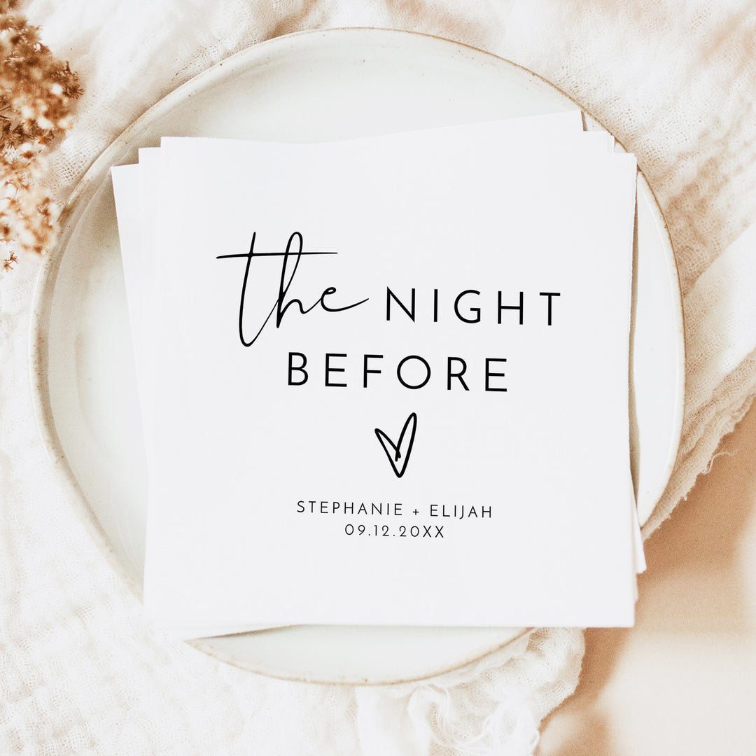 ADELLA Simple Script The Night Before Personalized Rehearsal Dinner Napkins