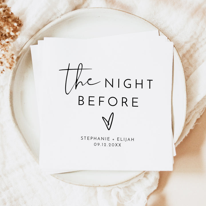 ADELLA Simple Script The Night Before Personalized Rehearsal Dinner Napkins