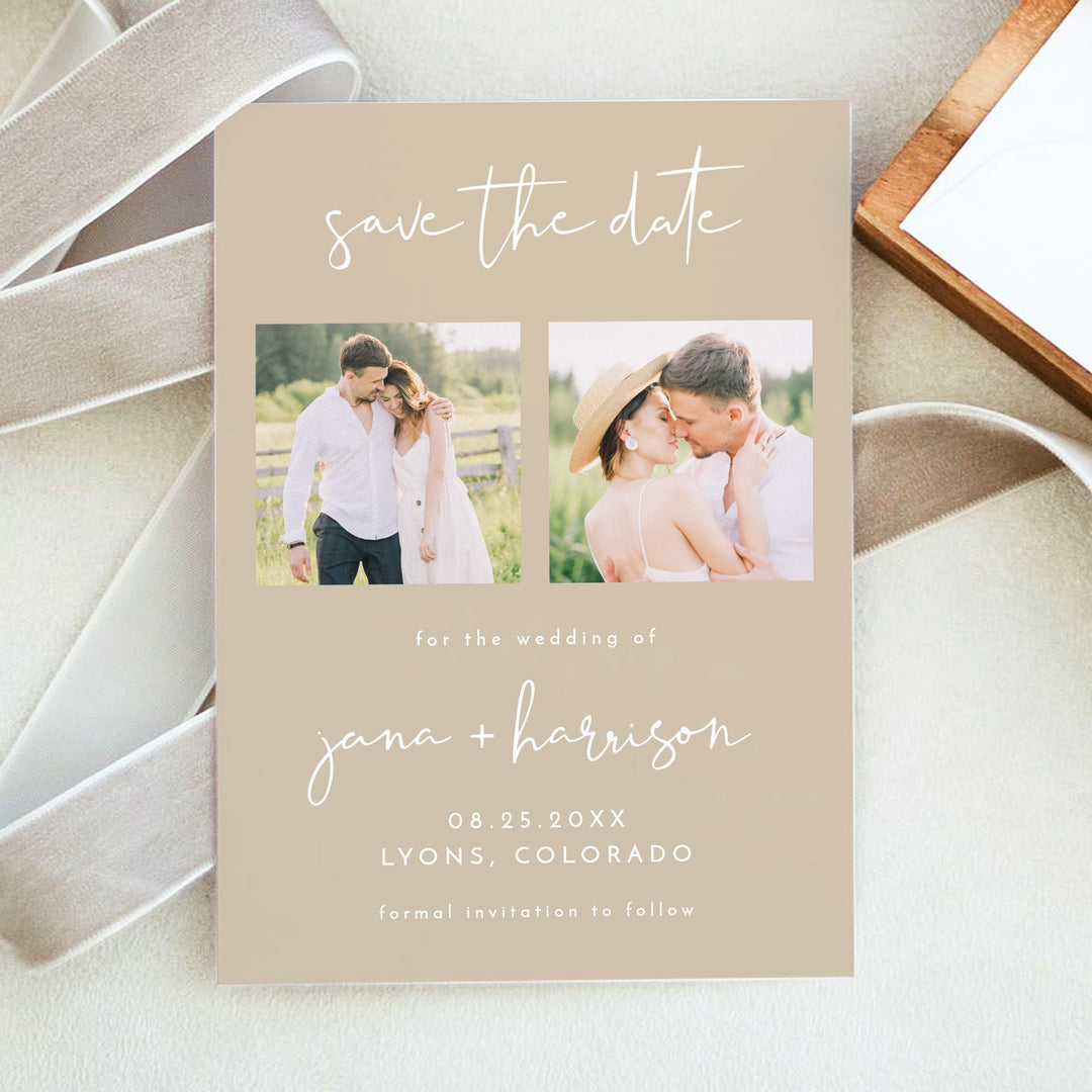 INDIE Modern Taupe Photo Save the Date Wedding Invitation