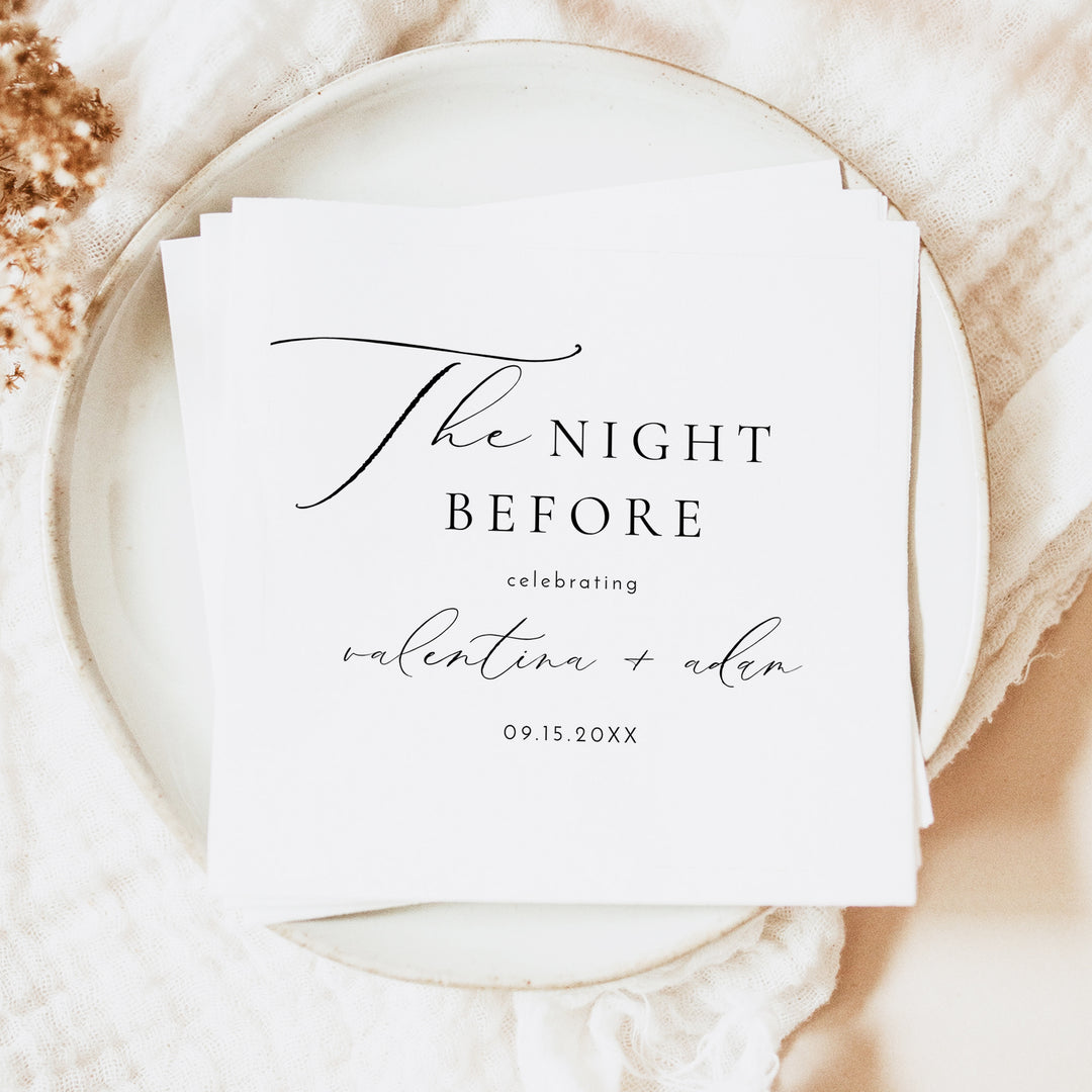 VALENTINA Personalized The Night Before Rehearsal Dinner Napkins