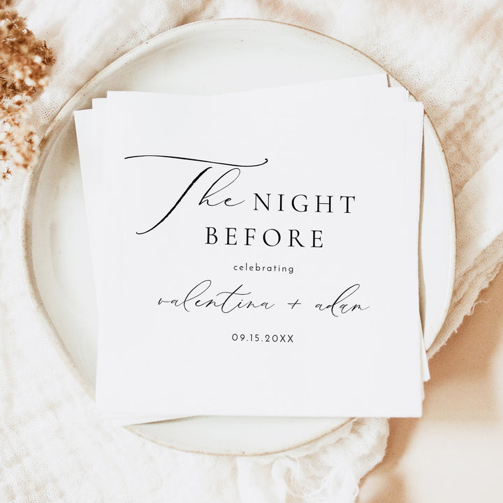 VALENTINA Personalized The Night Before Rehearsal Dinner Napkins