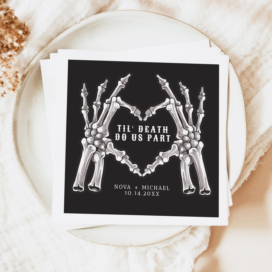 NOVA Til Death Do Us Part Black Wedding Napkins