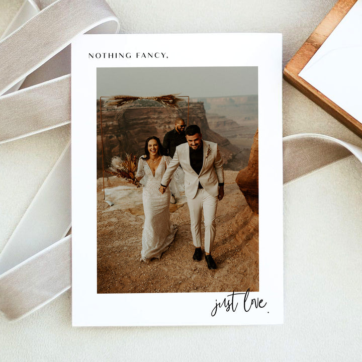 WILLOW Minimalist Elopement Announcement with Wedding Photo