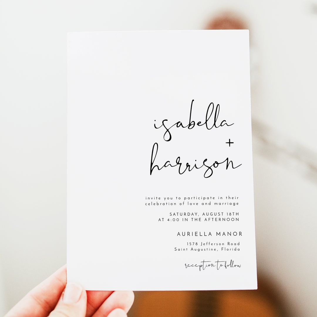 ADELLA Simple Script Photo Wedding Invitation
