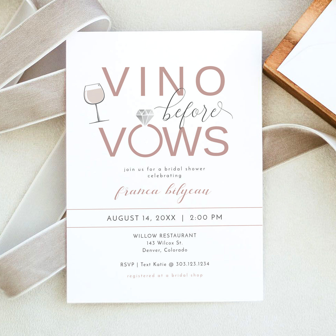 FRANCA Vino Before Vows Wine Theme Bridal Shower Invitations