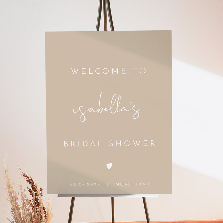 INDIE Rustic Beige Bridal Shower Welcome Sign
