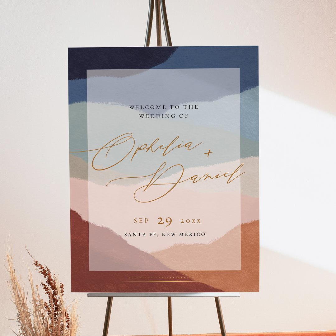 OPHELIA Terracotta Boho Desert Wedding Welcome Sign