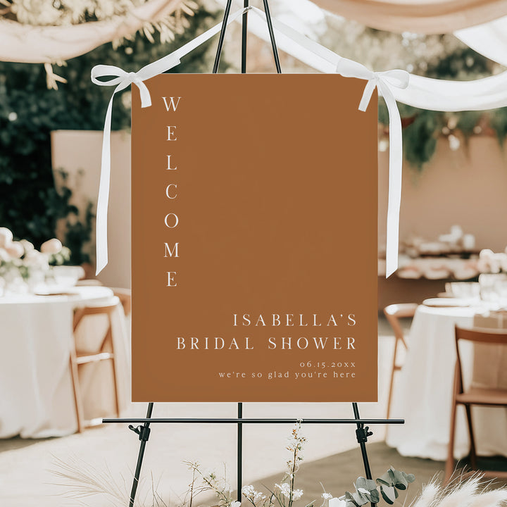 MIA Burnt Orange Minimalist Bridal Shower Welcome Sign