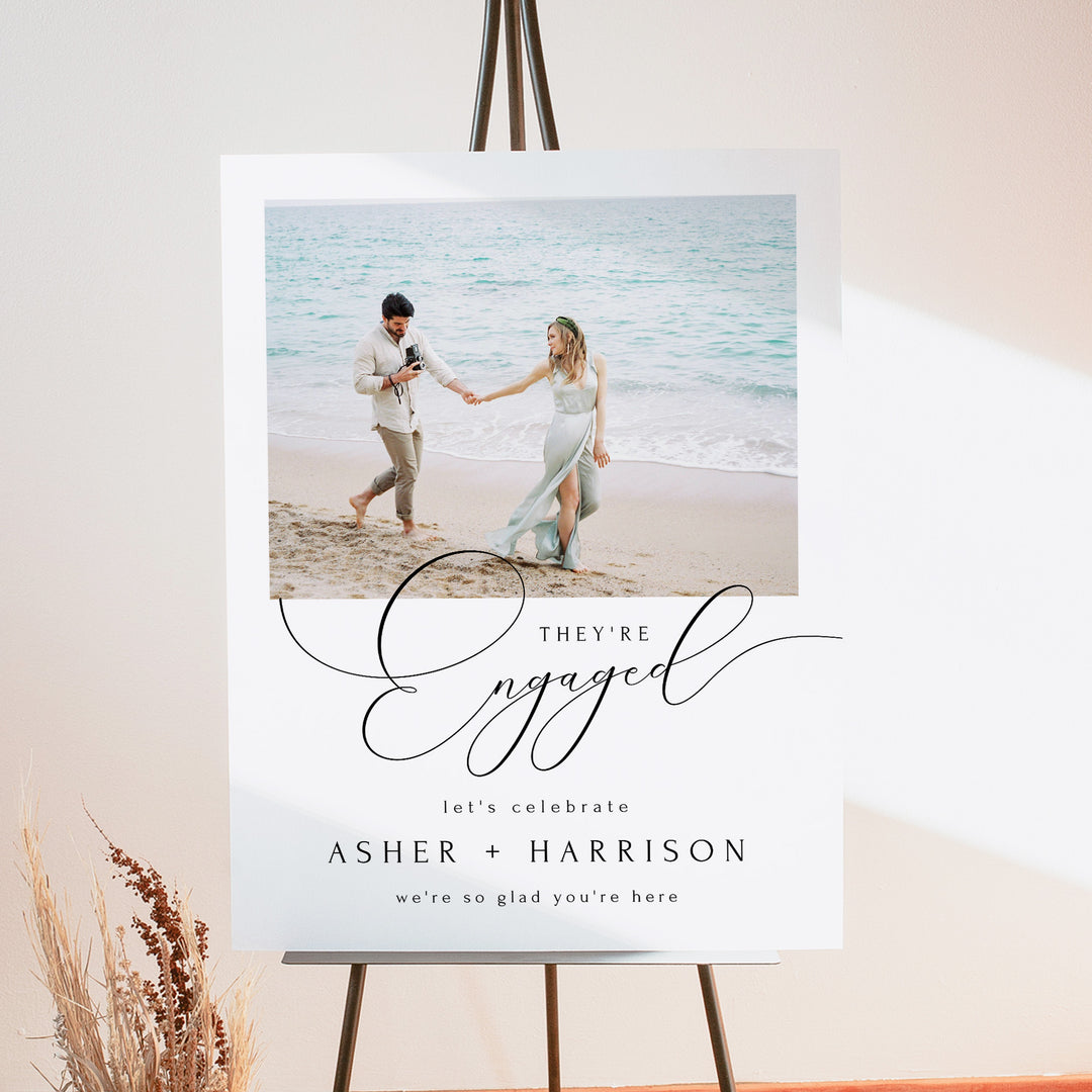 ASHER Elegant They're Engaged Photo Engagement Party Sign