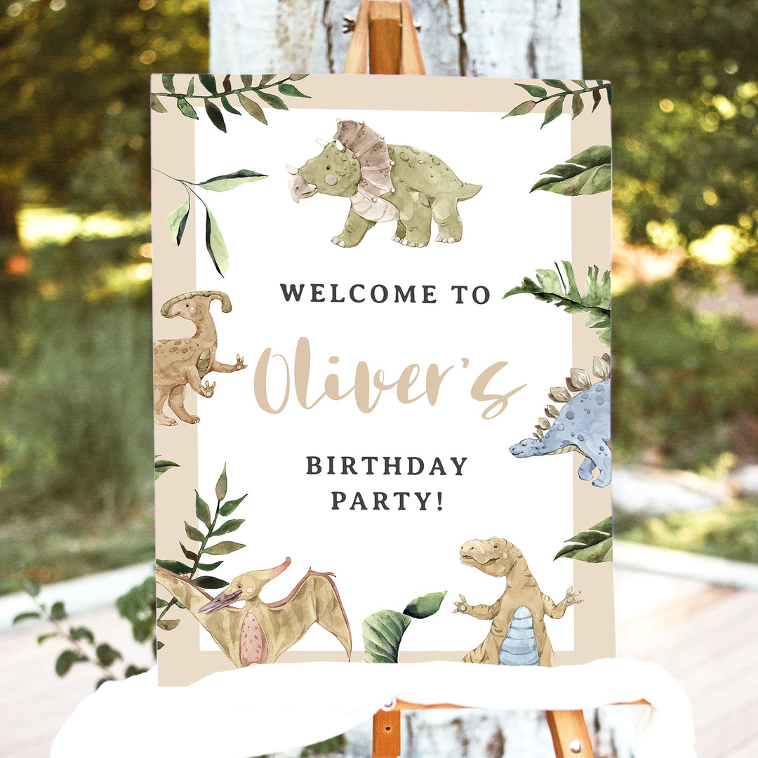 SPIKE Boys Dinosaur Themed Birthday Party Welcome Sign