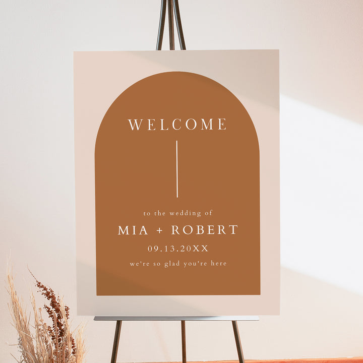 MIA Terracotta Boho Arch Wedding Welcome Sign