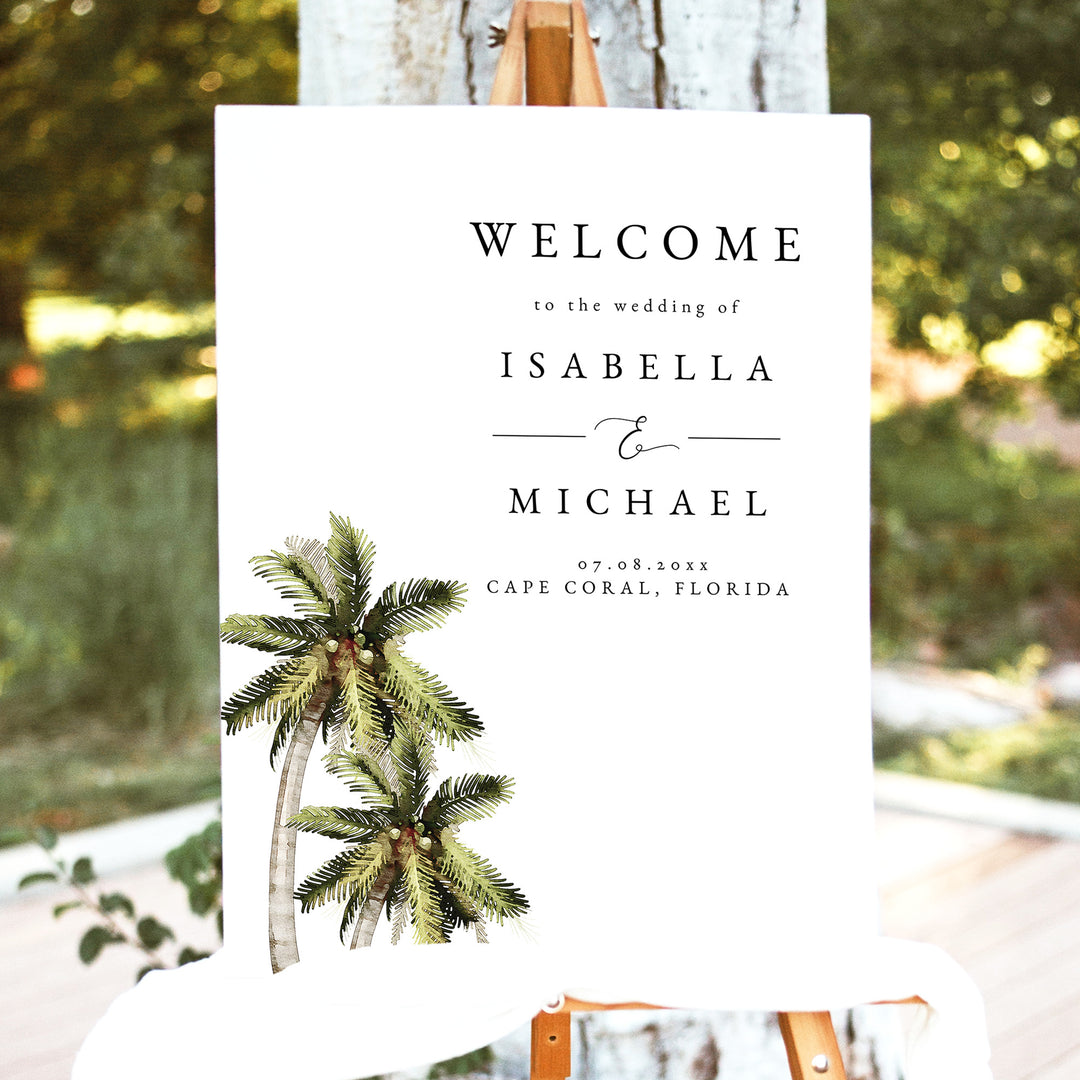 MONA Green Tropical Watercolor Wedding Sign