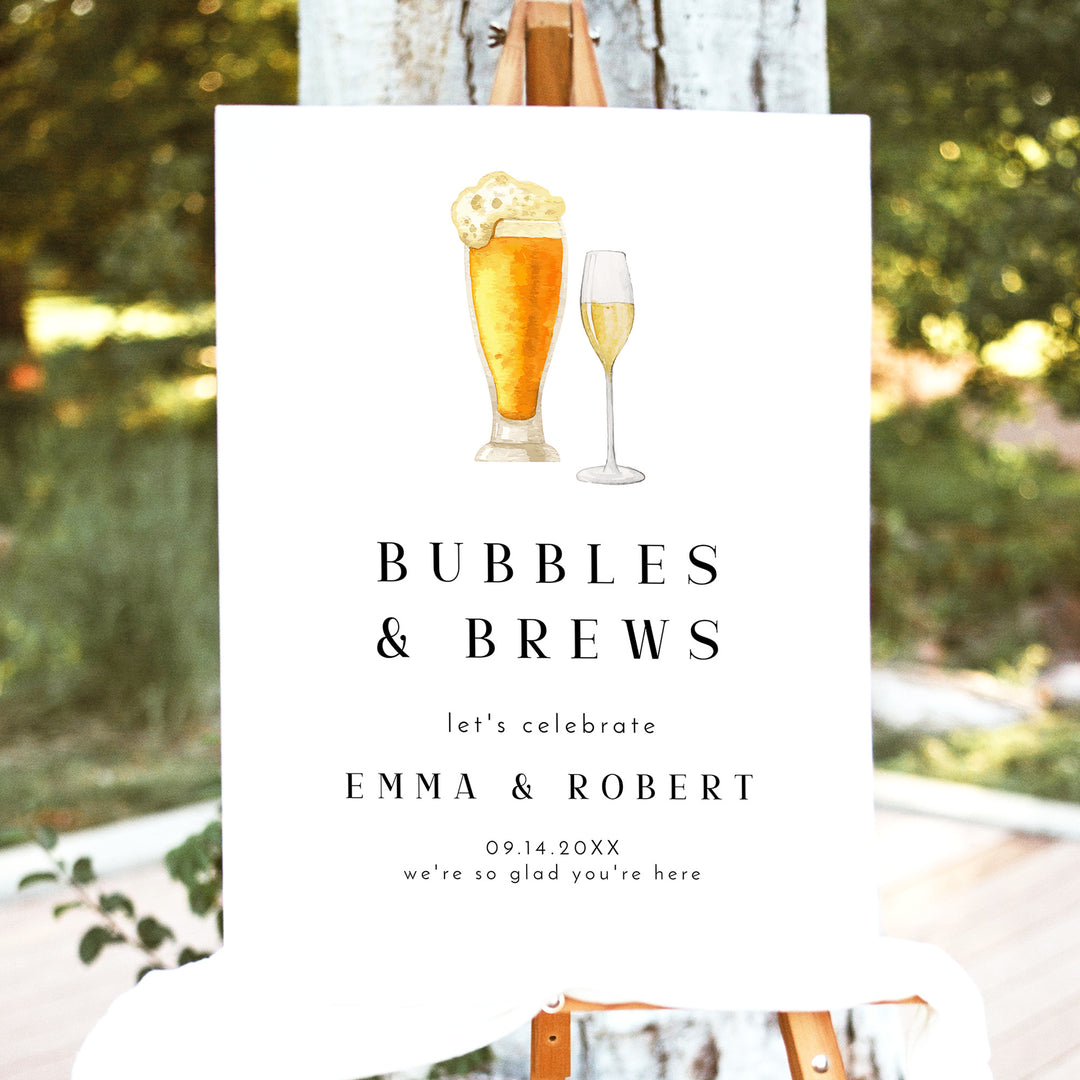 CHARLIE Bubbles and Brews Minimalist Wedding Welcome Sign
