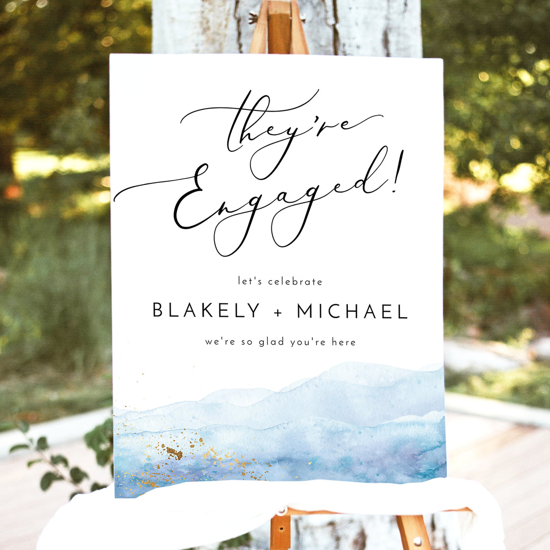 BLAKELY They're Engaged Coastal Beach Engagement Party Welcome Sign