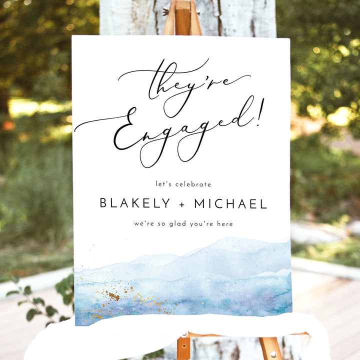 BLAKELY They're Engaged Coastal Beach Engagement Party Welcome Sign