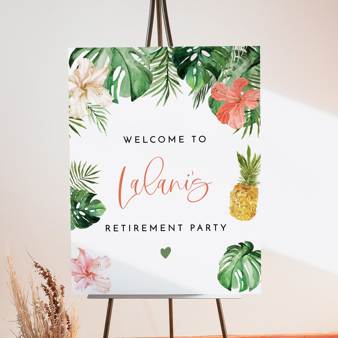 LALANI Tropical Luau Retirement Party Welcome Sign