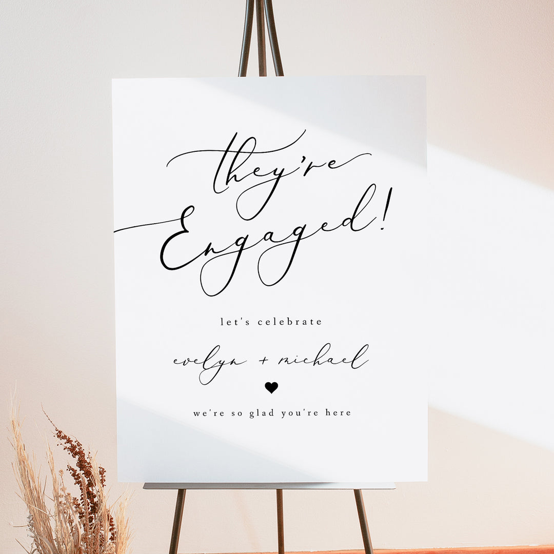 EVELYN They're Engaged Elegant Engagement Party Welcome Sign