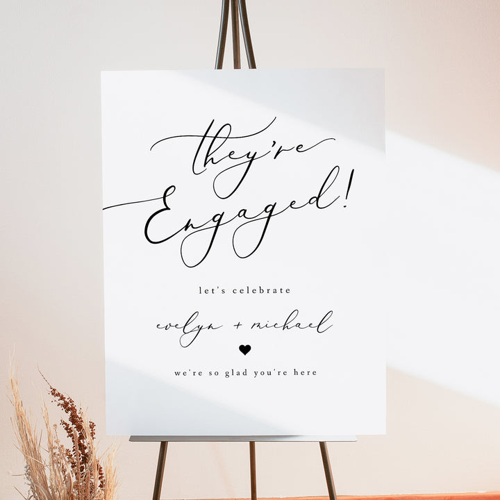 EVELYN They're Engaged Elegant Engagement Party Welcome Sign