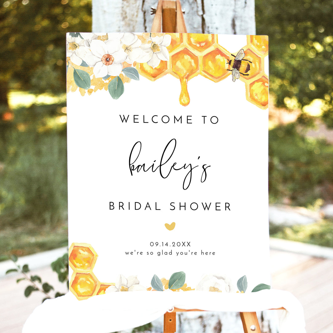 ROMY Rustic Honey Bee Themed Bridal Shower Welcome Sign