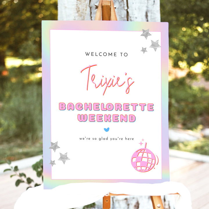 DINA Pink Disco Cowgirl Scottsdale Bachelorette Sign