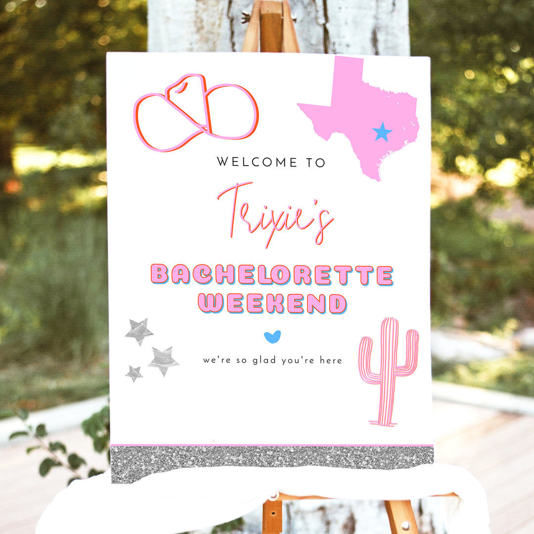 DINA Retro Texas Cowgirl Bachelorette Weekend Welcome Sign