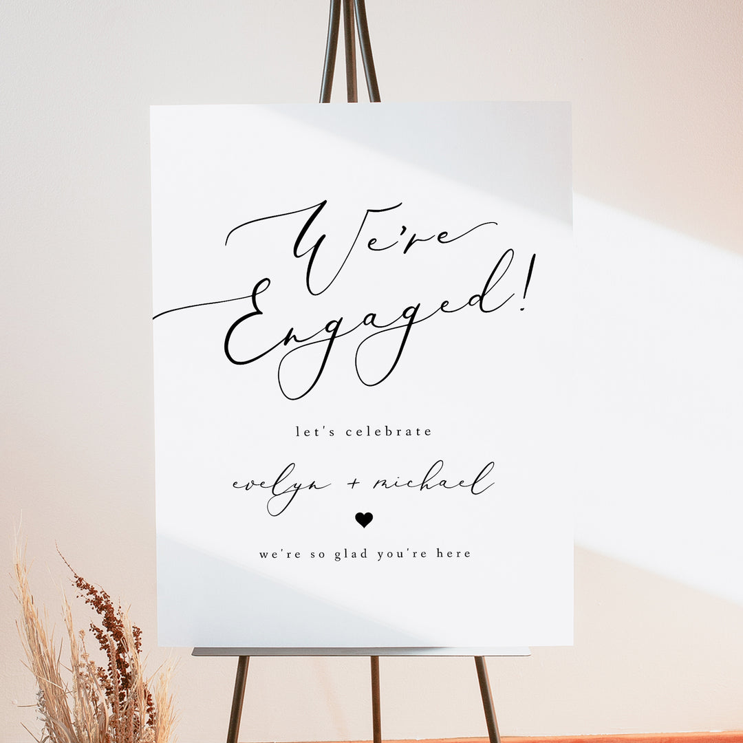 EVELYN We're Engaged Minimalist Engagement Party Sign