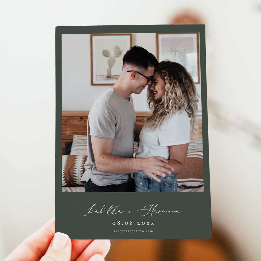 ELEANOR Green Cactus Boho Wedding Invitation Suite with Photo