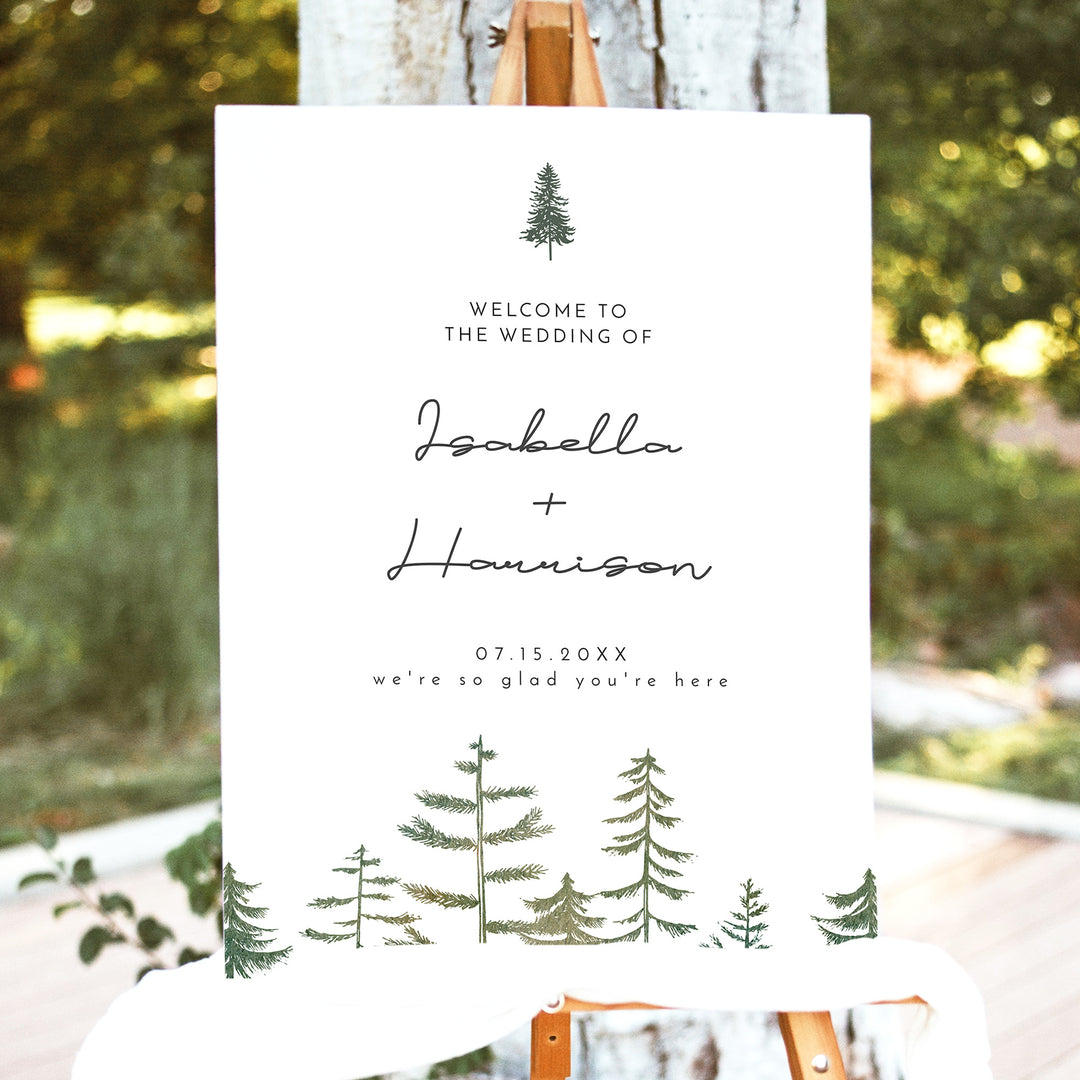 TIMBER Minimalist Pine Wedding Welcome Sign