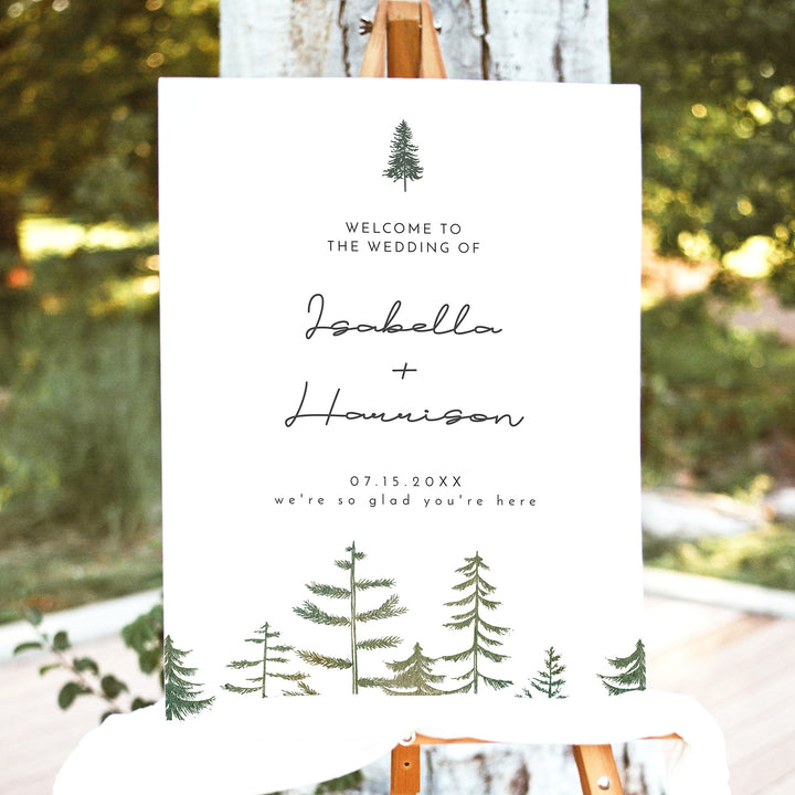TIMBER Minimalist Pine Wedding Welcome Sign