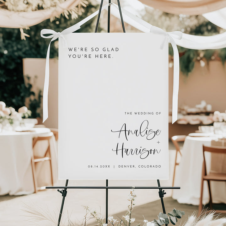 JOLIE We're So Glad You're Here Minimalist Wedding Welcome Sign
