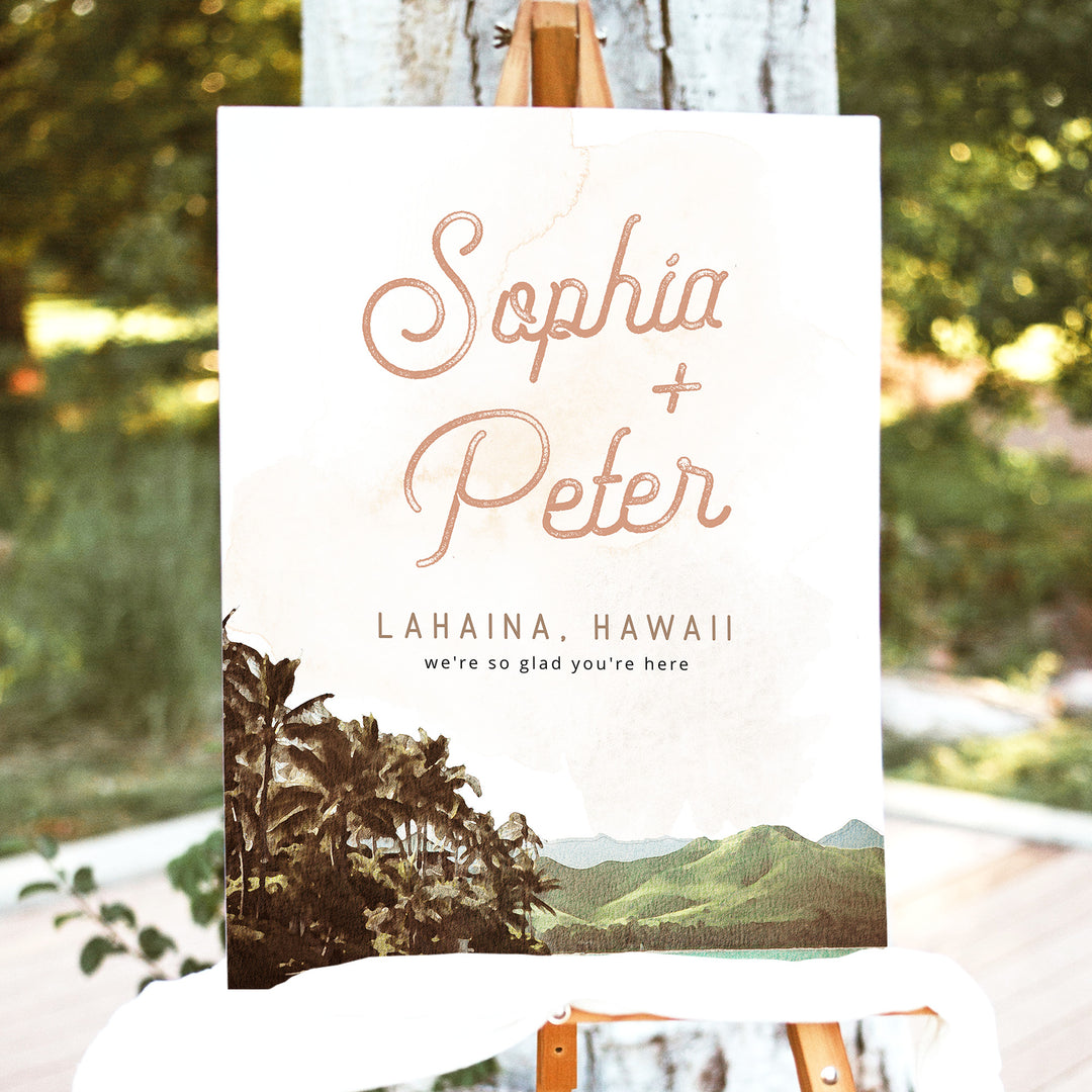 NANI Hawaiian Beach Destination Wedding Welcome Sign
